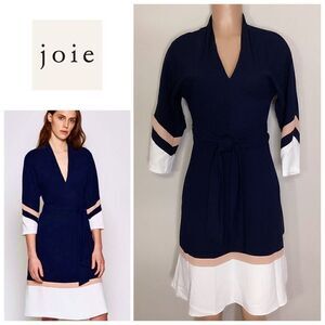 New. JOIE belted navy dress. Size 0. Retails $348